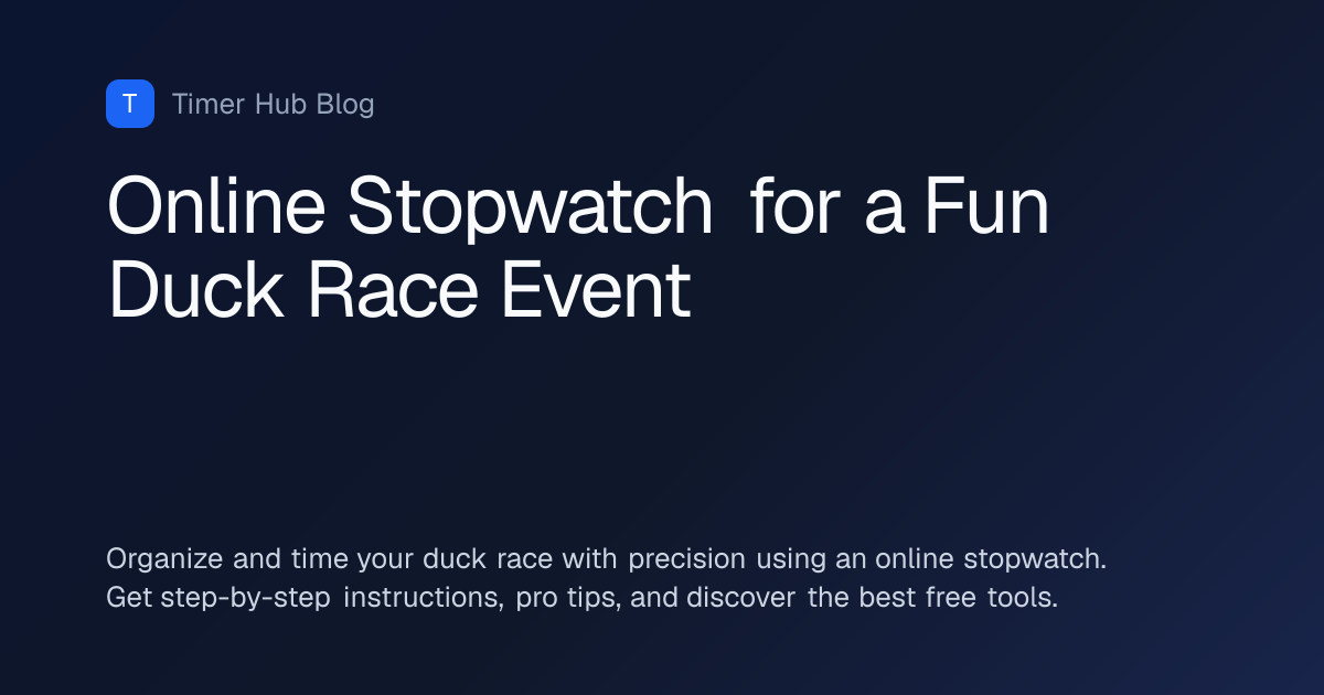 Online Stopwatch for Your Next Duck Race | Timer Hub